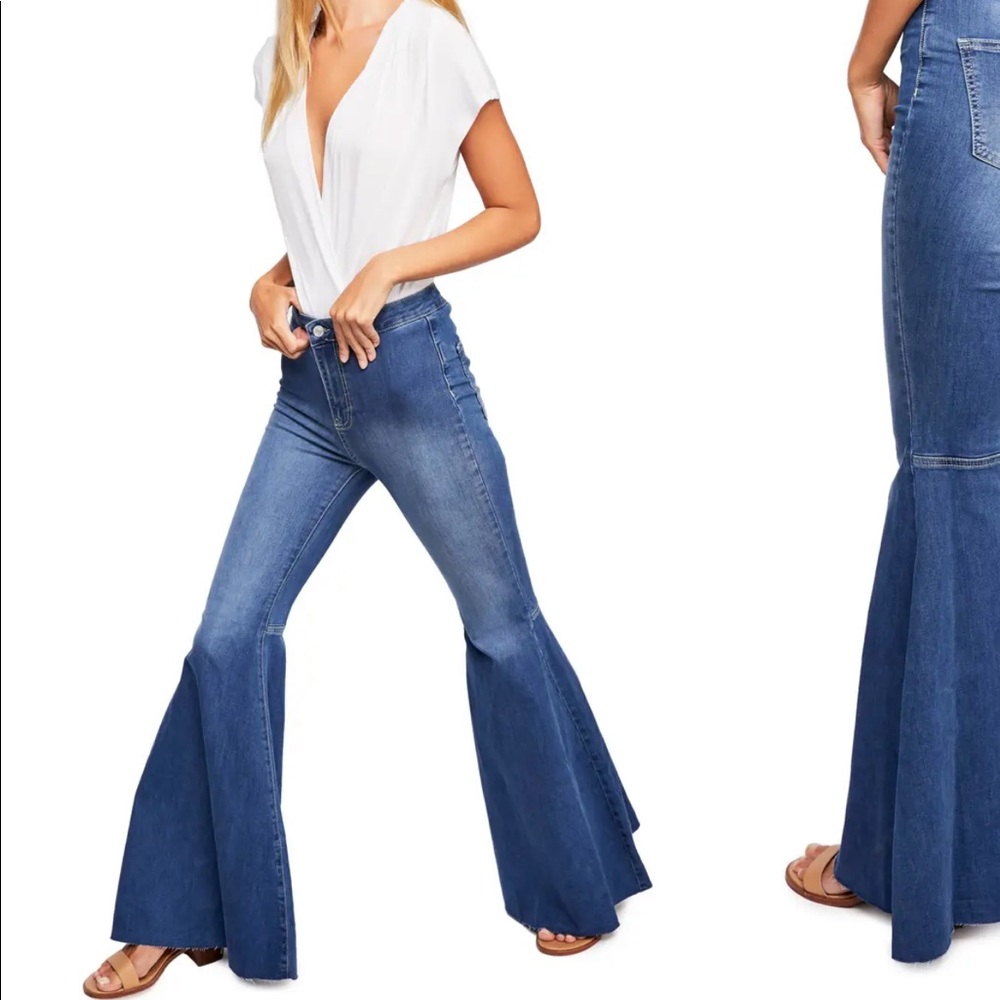 FREE PEOPLE Just Float On High Waist Flare Jeans